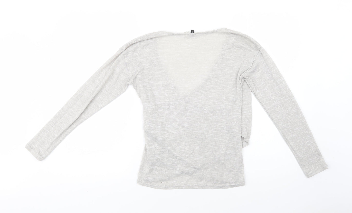 H&M Womens Grey V-Neck  Polyester Pullover Jumper Size S