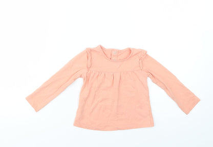 Tu Baby Pink  Cotton Basic Blouse Size 9-12 Months Crew Neck Snap