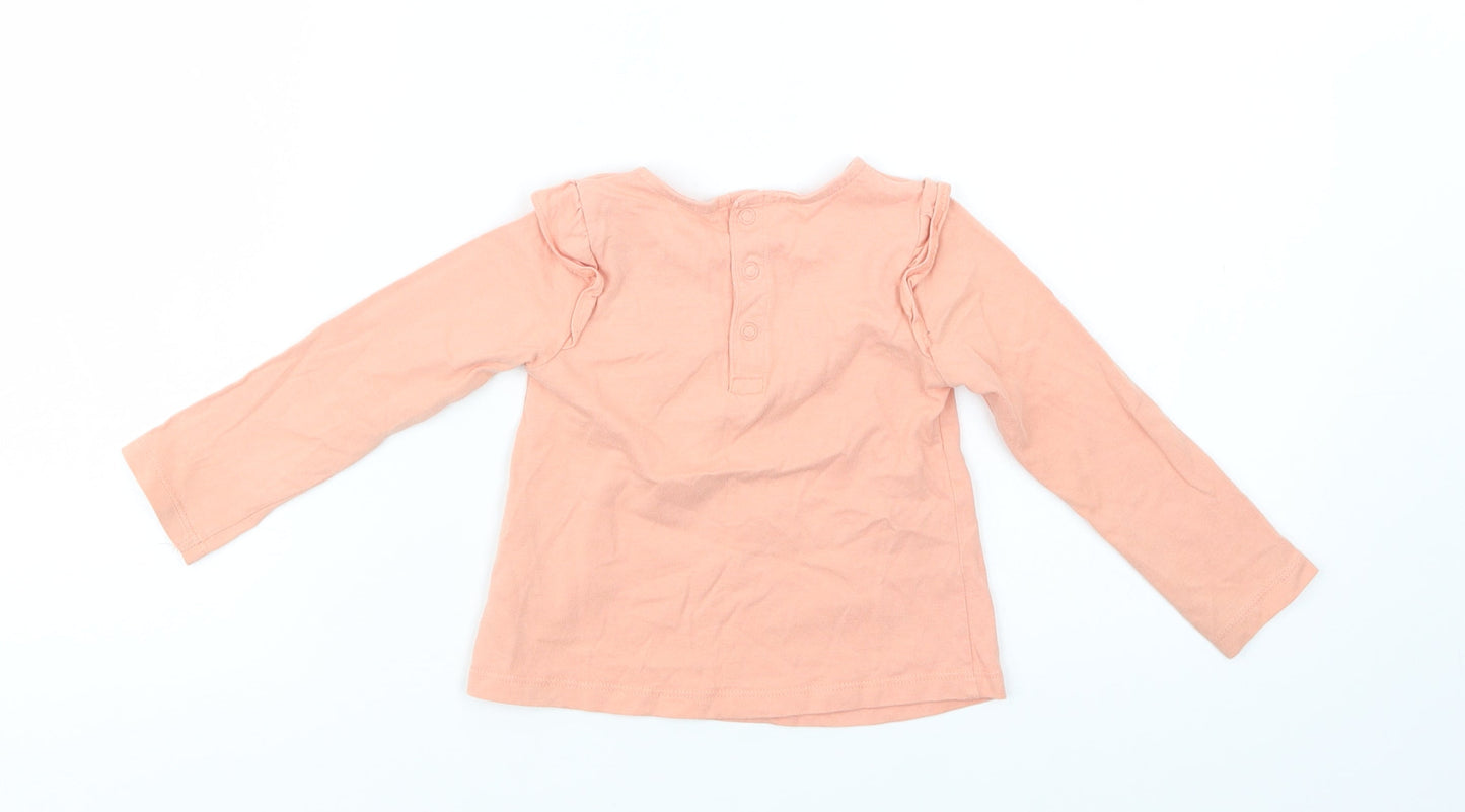 TU Baby Pink  Cotton Basic Blouse Size 9-12 Months Crew Neck Snap
