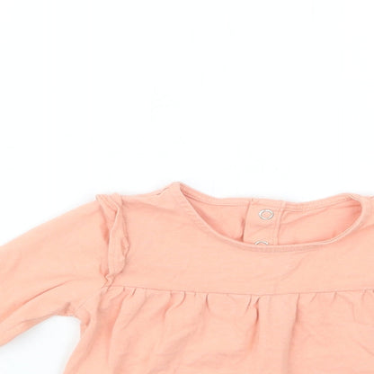 Tu Baby Pink  Cotton Basic Blouse Size 9-12 Months Crew Neck Snap
