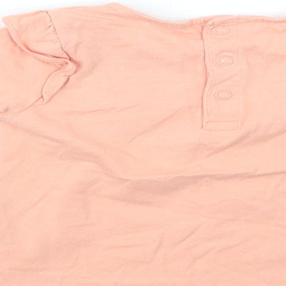 Tu Baby Pink  Cotton Basic Blouse Size 9-12 Months Crew Neck Snap