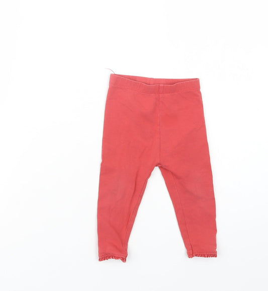 Mothercare Baby Red  Cotton Jogger Leggings Size 9-12 Months