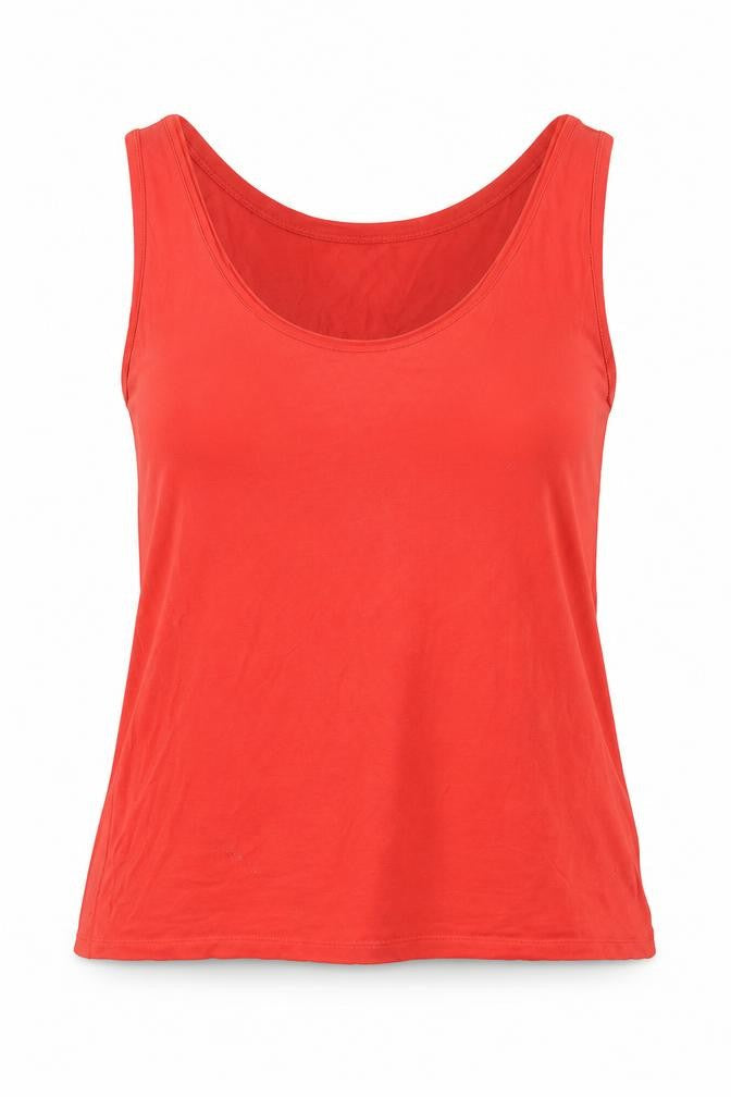 Oasis Womens Red  Viscose Basic Blouse Size S Scoop Neck