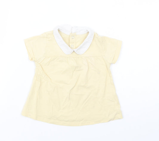 TU Baby Yellow  Cotton Basic Blouse Size 9-12 Months Collared Snap