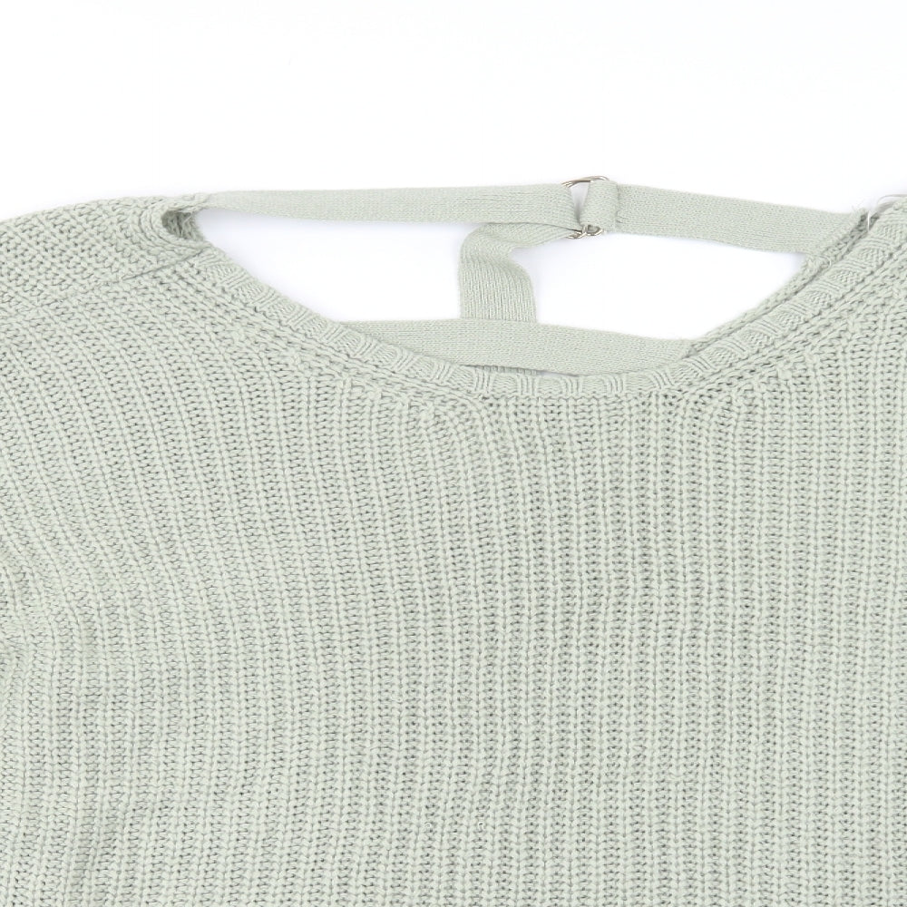 Peacocks Womens Green Round Neck  Acrylic Pullover Jumper Size L