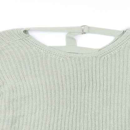 Peacocks Womens Green Round Neck  Acrylic Pullover Jumper Size L