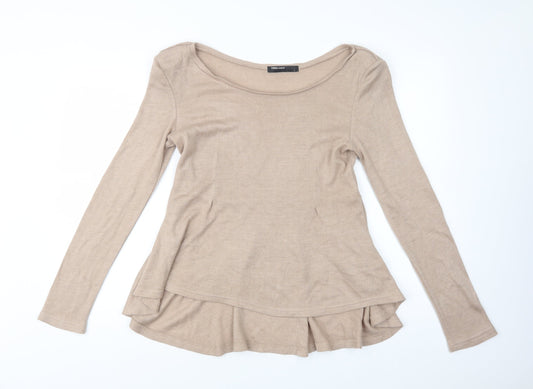 Vera & Womens Beige Boat Neck  Acrylic Pullover Jumper Size L