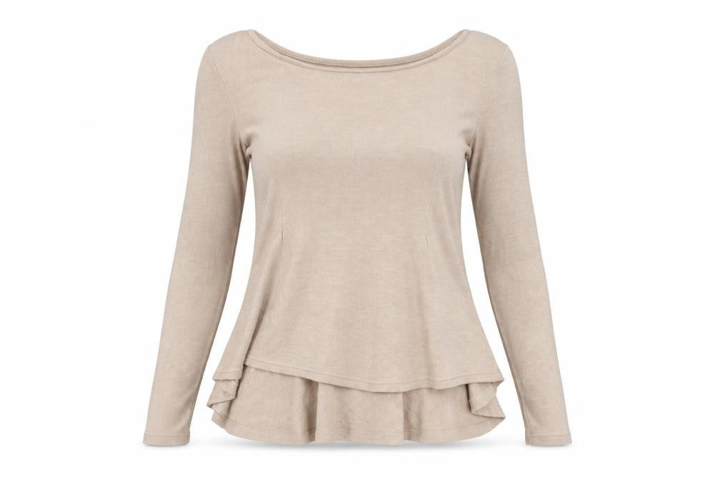 Vera & Womens Beige Boat Neck  Acrylic Pullover Jumper Size L