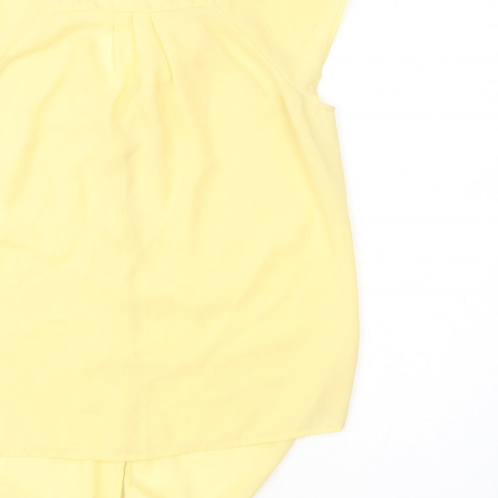 Minuet Womens Yellow  Polyester Basic Button-Up Size 10 V-Neck