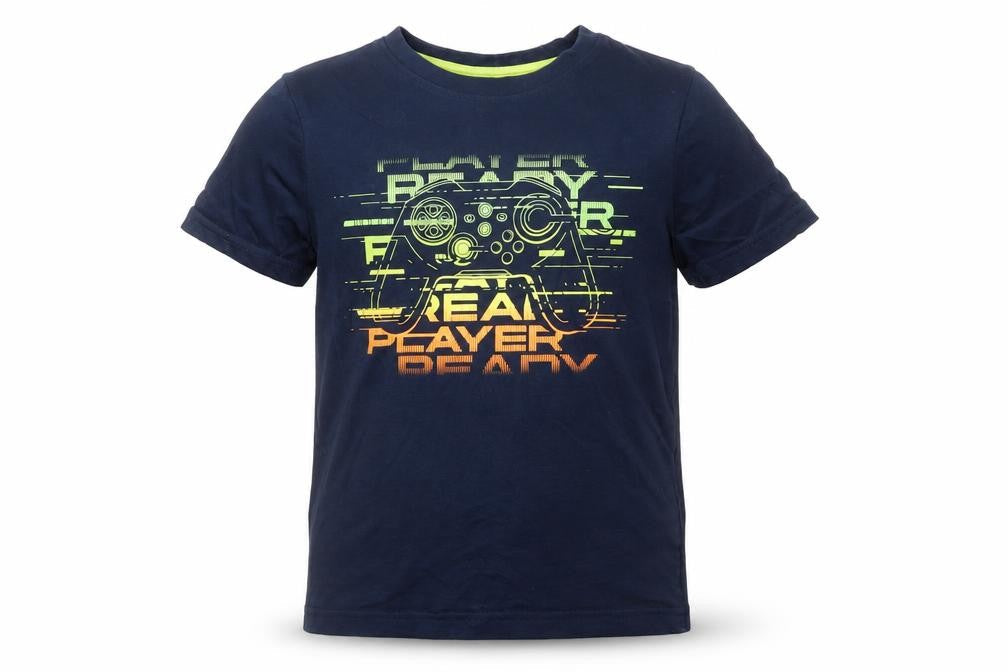 F&F Boys Blue  Cotton Basic T-Shirt Size 4-5 Years Crew Neck  - Player