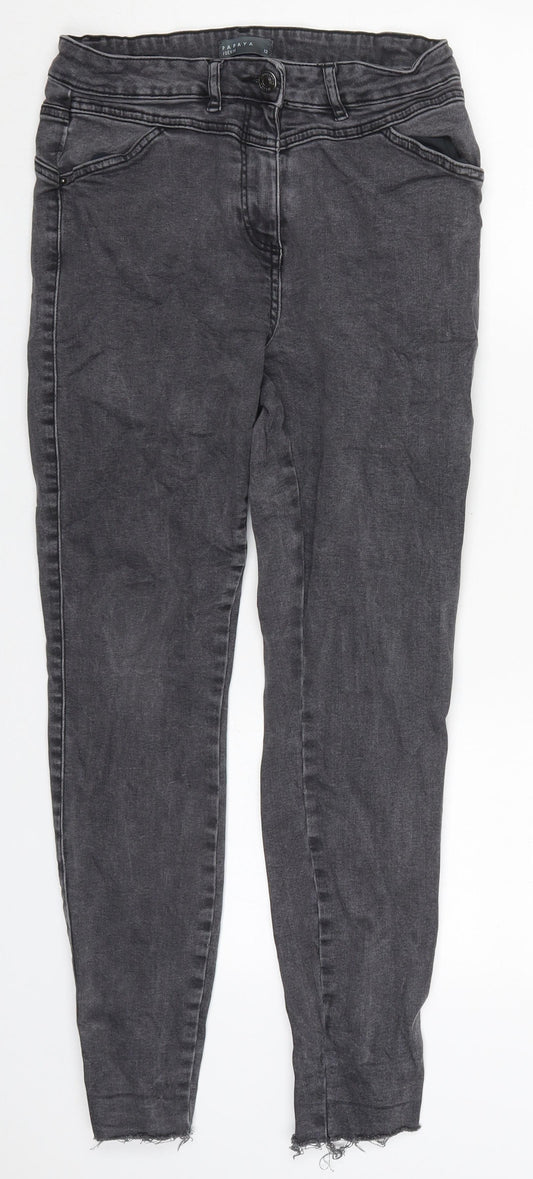 Papaya Womens Grey  Cotton Skinny Jeans Size 12 L27 in Regular Button