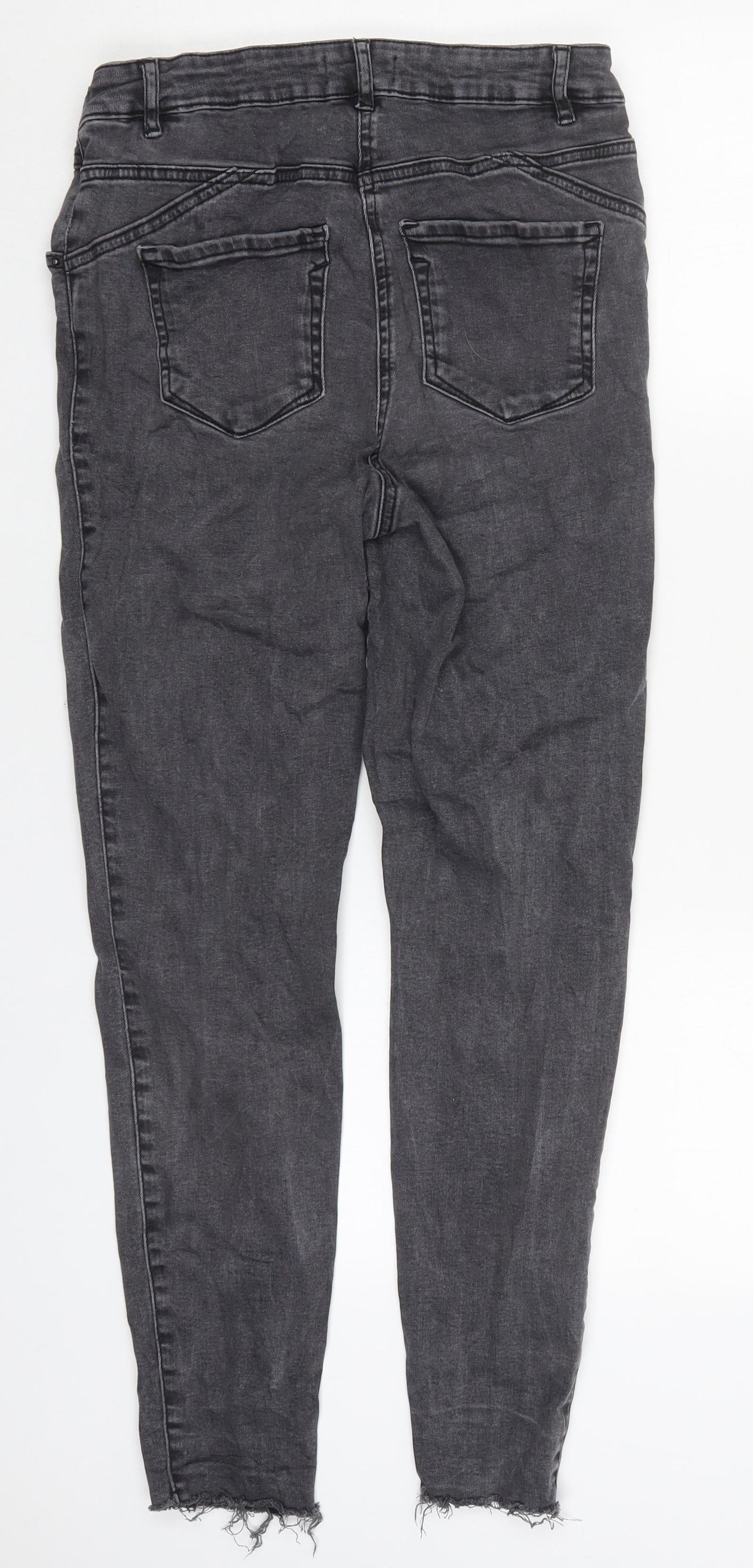 Papaya Womens Grey  Cotton Skinny Jeans Size 12 L27 in Regular Button