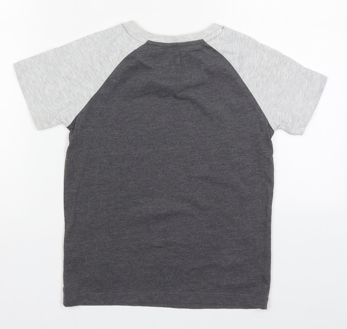 Nutmeg Boys Grey  Cotton Basic T-Shirt Size 7-8 Years Crew Neck Pullover