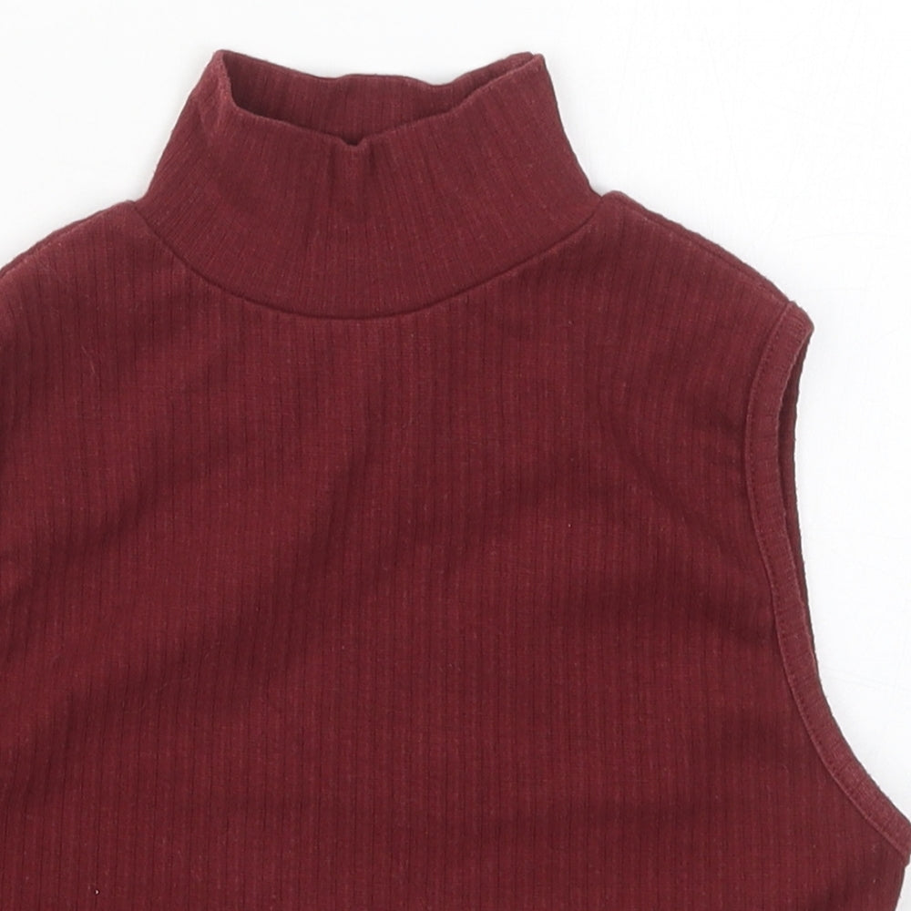 Missguided Womens Red  Cotton Cropped Tank Size 4 Round Neck