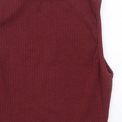 Missguided Womens Red  Cotton Cropped Tank Size 4 Round Neck
