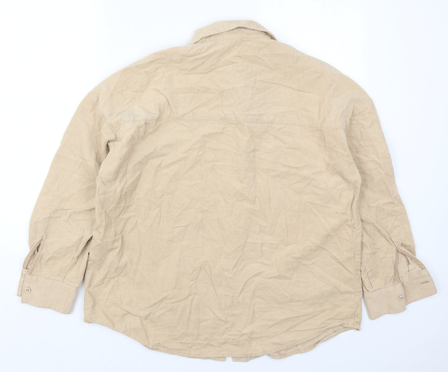 H&M Womens Beige  Cotton Basic Button-Up Size XS Collared