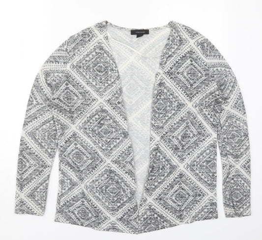 Atmosphere Womens Grey V-Neck Geometric Polyester Cardigan Jumper Size M