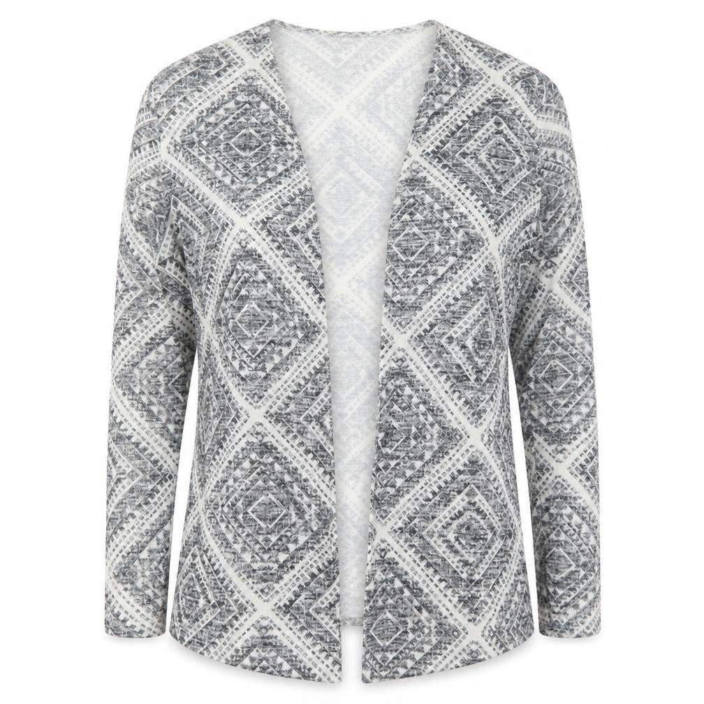 Atmosphere Womens Grey V-Neck Geometric Polyester Cardigan Jumper Size M