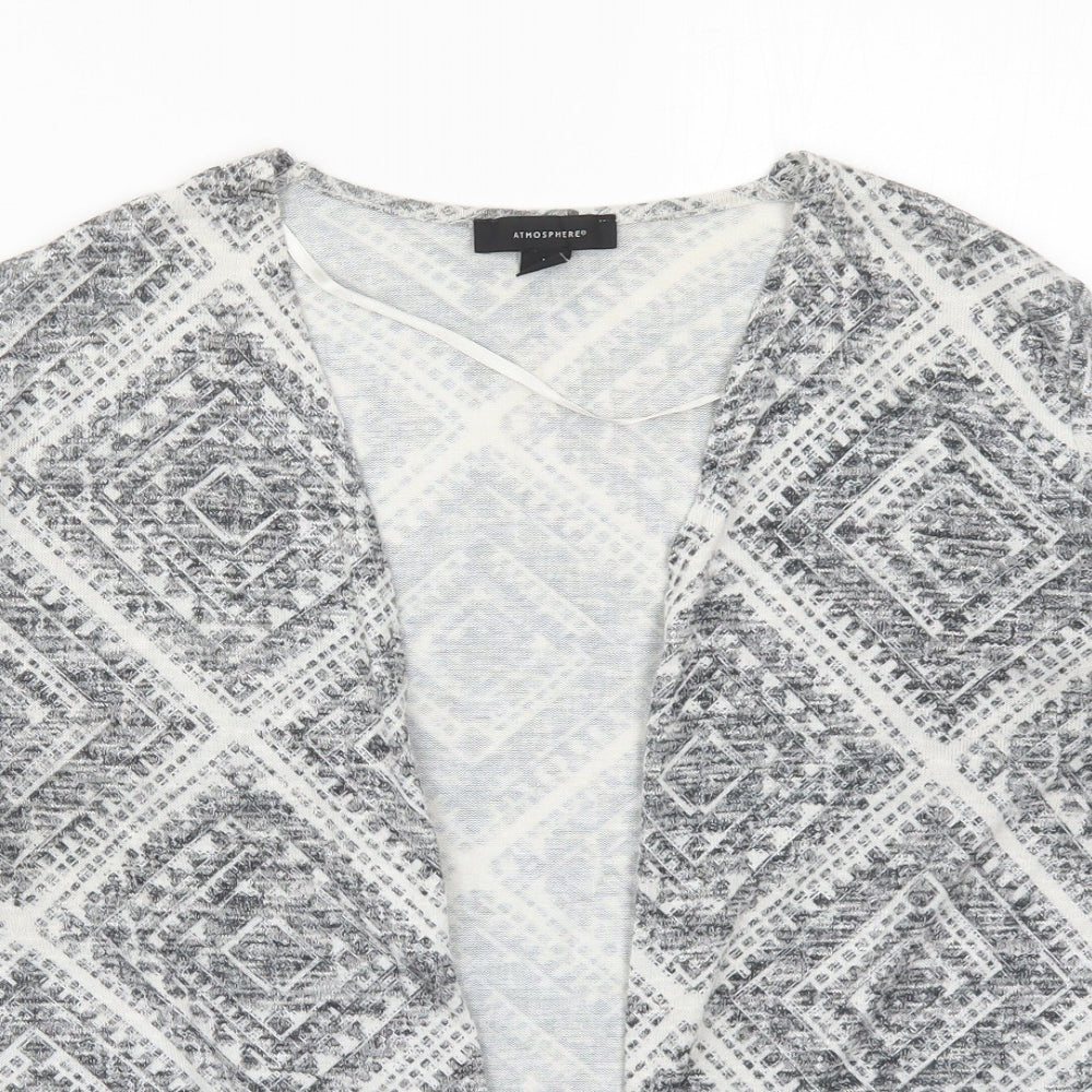 Atmosphere Womens Grey V-Neck Geometric Polyester Cardigan Jumper Size M