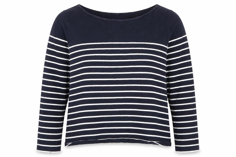 H&M Womens Blue Striped Cotton Pullover Sweatshirt Size L