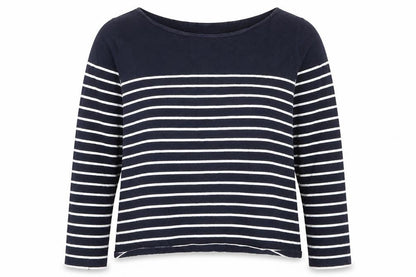 H&M Womens Blue Striped Cotton Pullover Sweatshirt Size L