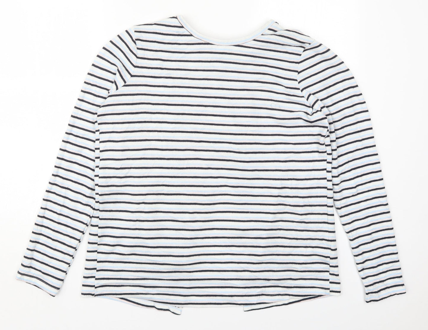 Nocozo Womens Blue Striped Polyester Basic T-Shirt Size 12 Round Neck