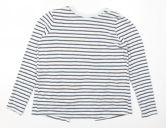 Nocozo Womens Blue Striped Polyester Basic T-Shirt Size 12 Round Neck