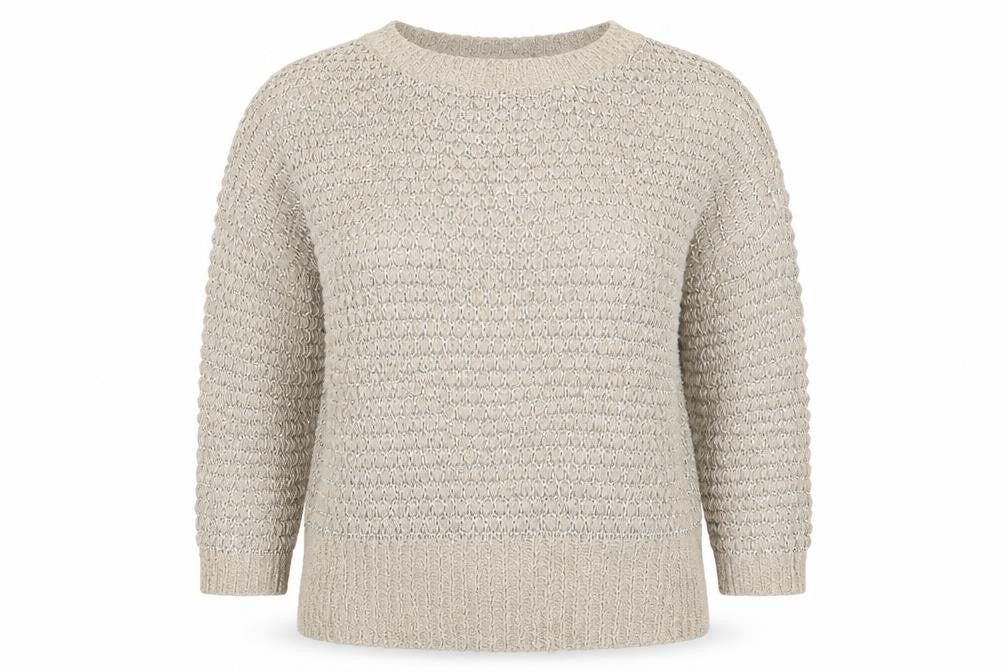 Jenny Loyd Womens Beige Round Neck  Acrylic Pullover Jumper Size M