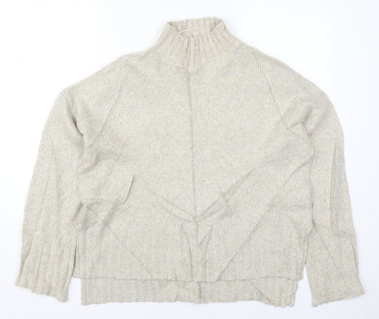 New Look Womens Beige High Neck  Acrylic Pullover Jumper Size M