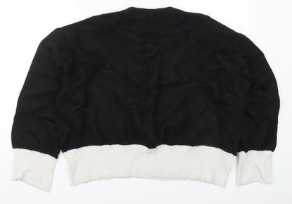 Preloved H&M Womens Black Round Neck  Acrylic Pullover Jumper Size M   - Black and White - Back