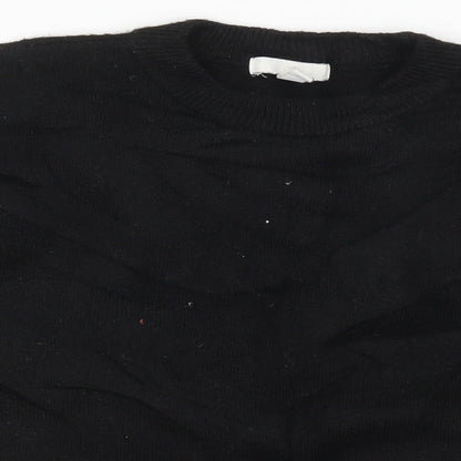 Preloved H&M Womens Black Round Neck  Acrylic Pullover Jumper Size M   - Black and White - Detail