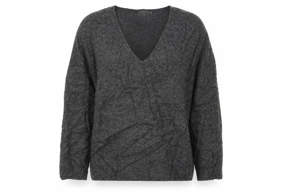 H&M Womens Grey V-Neck  Acrylic Pullover Jumper Size S