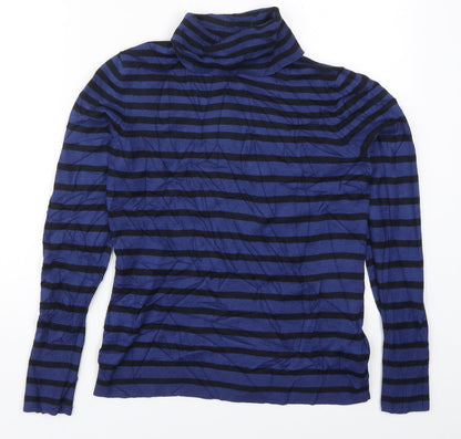 Betty Barclay Womens Blue Roll Neck Striped Viscose Pullover Jumper Size 10