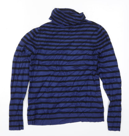 Betty Barclay Womens Blue Roll Neck Striped Viscose Pullover Jumper Size 10