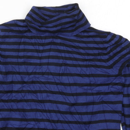 Betty Barclay Womens Blue Roll Neck Striped Viscose Pullover Jumper Size 10