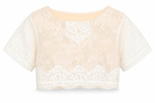 Polly Womens Beige  Polyester Cropped T-Shirt Size 18 Round Neck