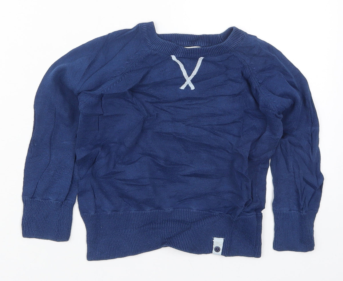 Vertbaudet Boys Blue Round Neck  Cotton Pullover Jumper Size 4 Years  Pullover - Union Jack