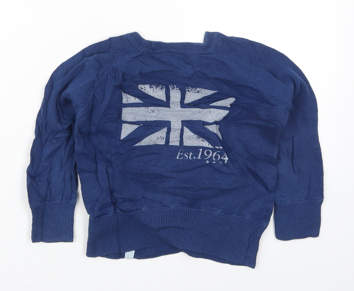 Vertbaudet Boys Blue Round Neck  Cotton Pullover Jumper Size 4 Years  Pullover - Union Jack