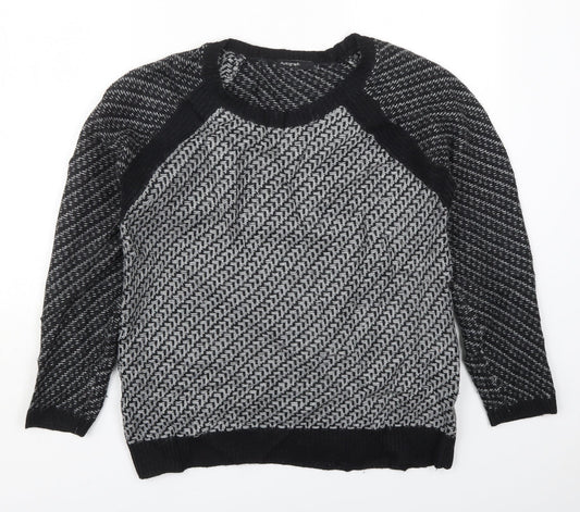 Marks and Spencer Womens Grey Round Neck Geometric Acrylic Pullover Jumper Size 10