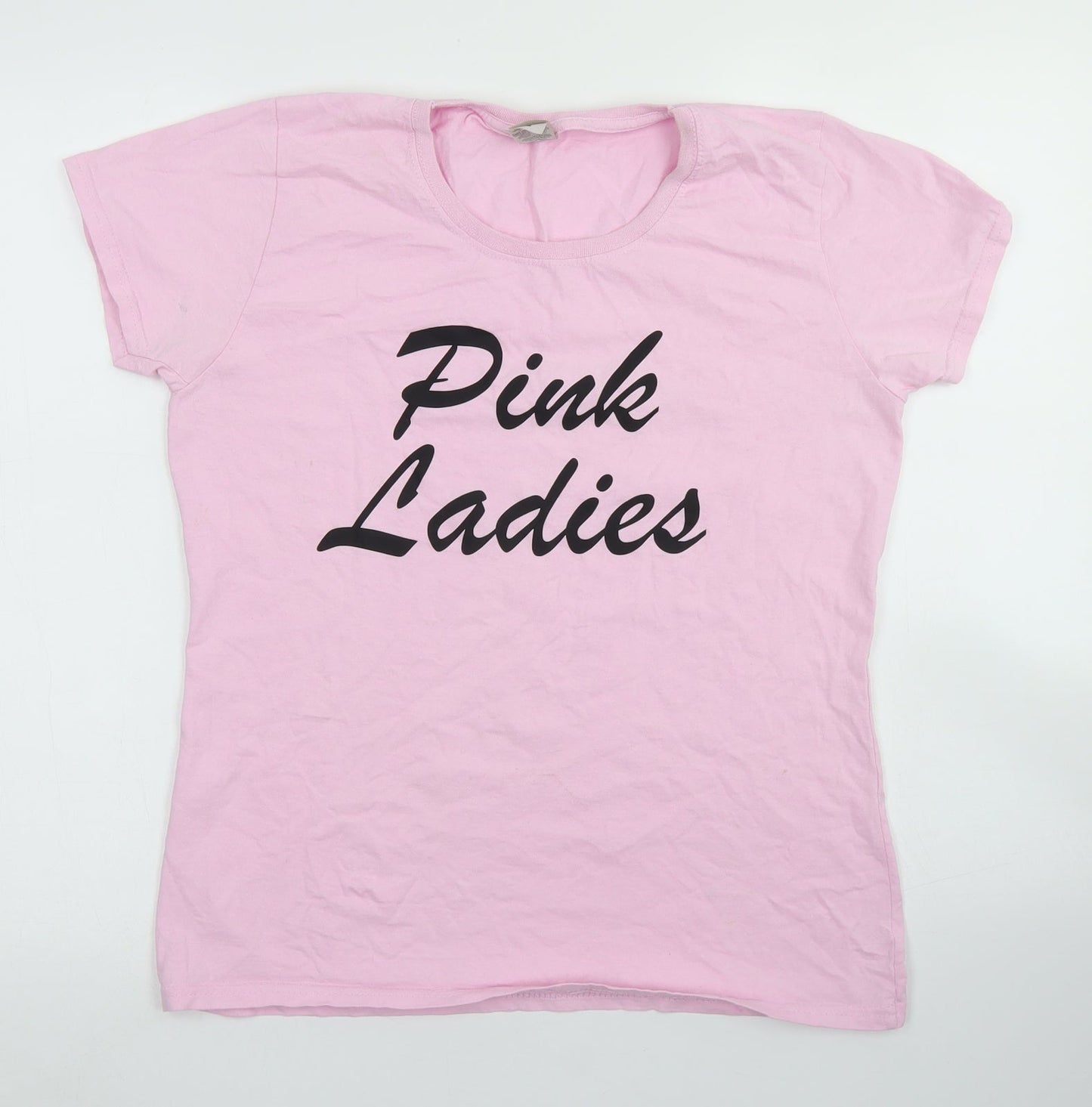 Fruit of the Loom Womens Pink  Cotton Basic T-Shirt Size L Crew Neck - Pink Ladies