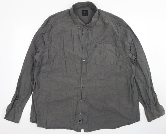 Burton Mens Grey  Cotton  Button-Up Size 2XL Collared Button
