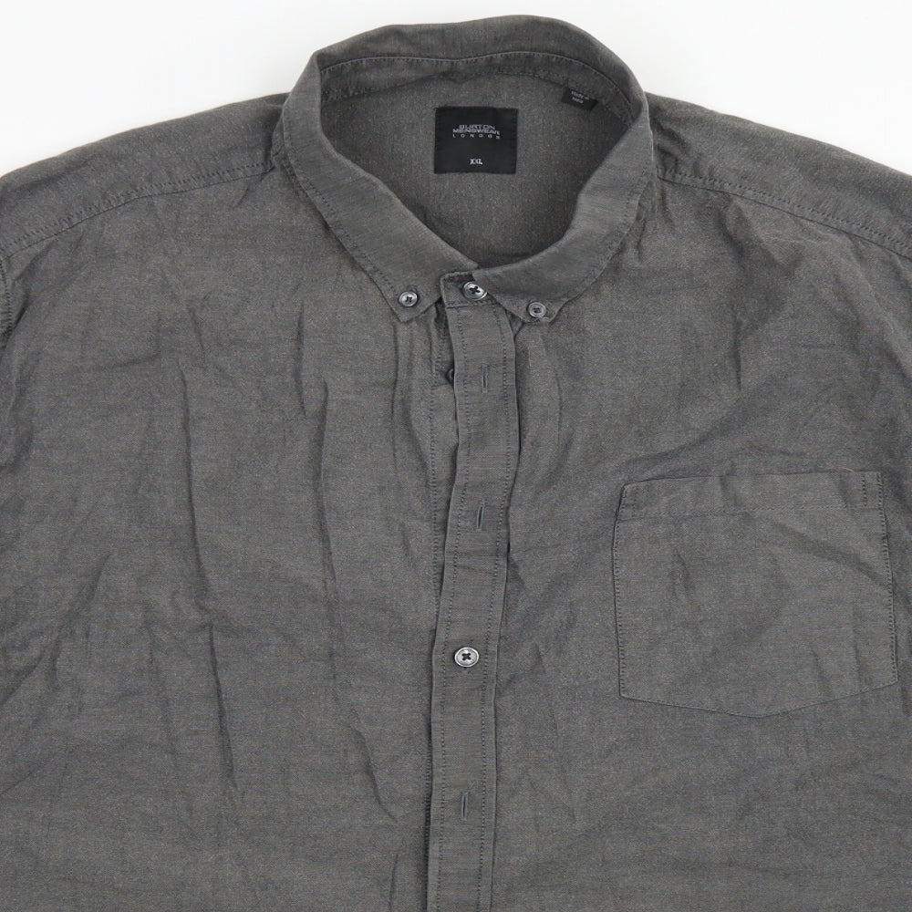 Burton Mens Grey  Cotton  Button-Up Size 2XL Collared Button