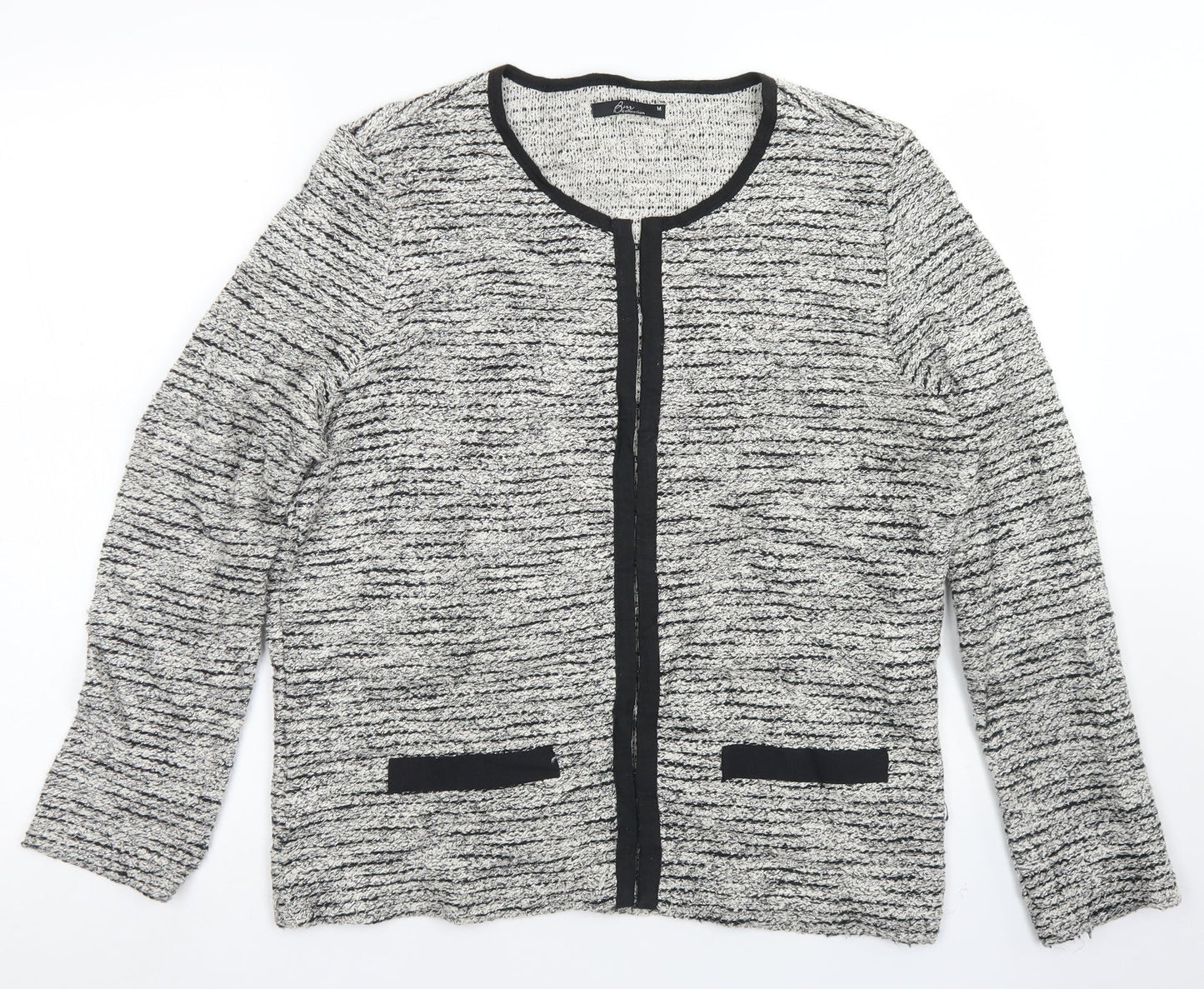 BM Collection Womens Grey Crew Neck  Cotton Cardigan Jumper Size M