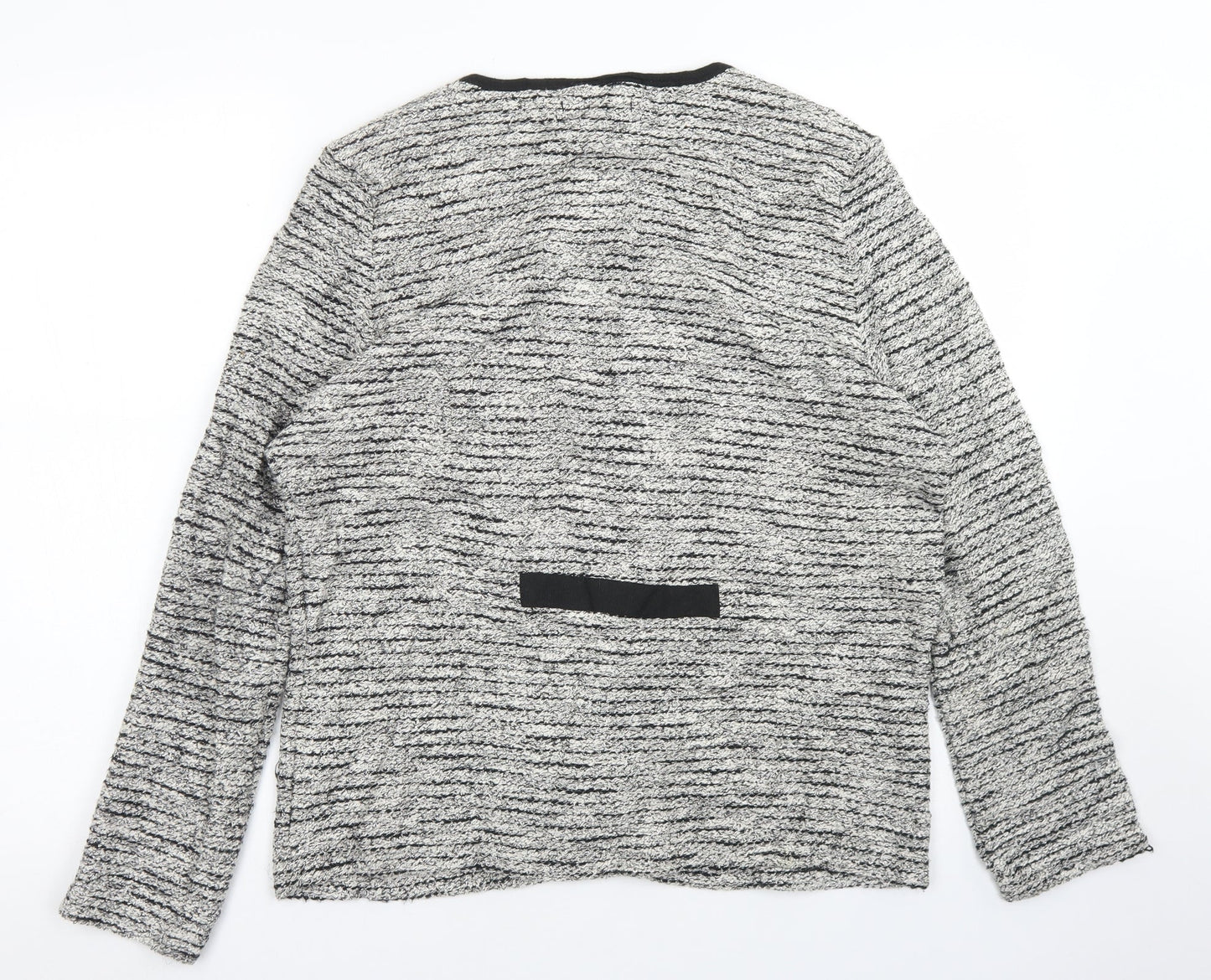 BM Collection Womens Grey Crew Neck  Cotton Cardigan Jumper Size M