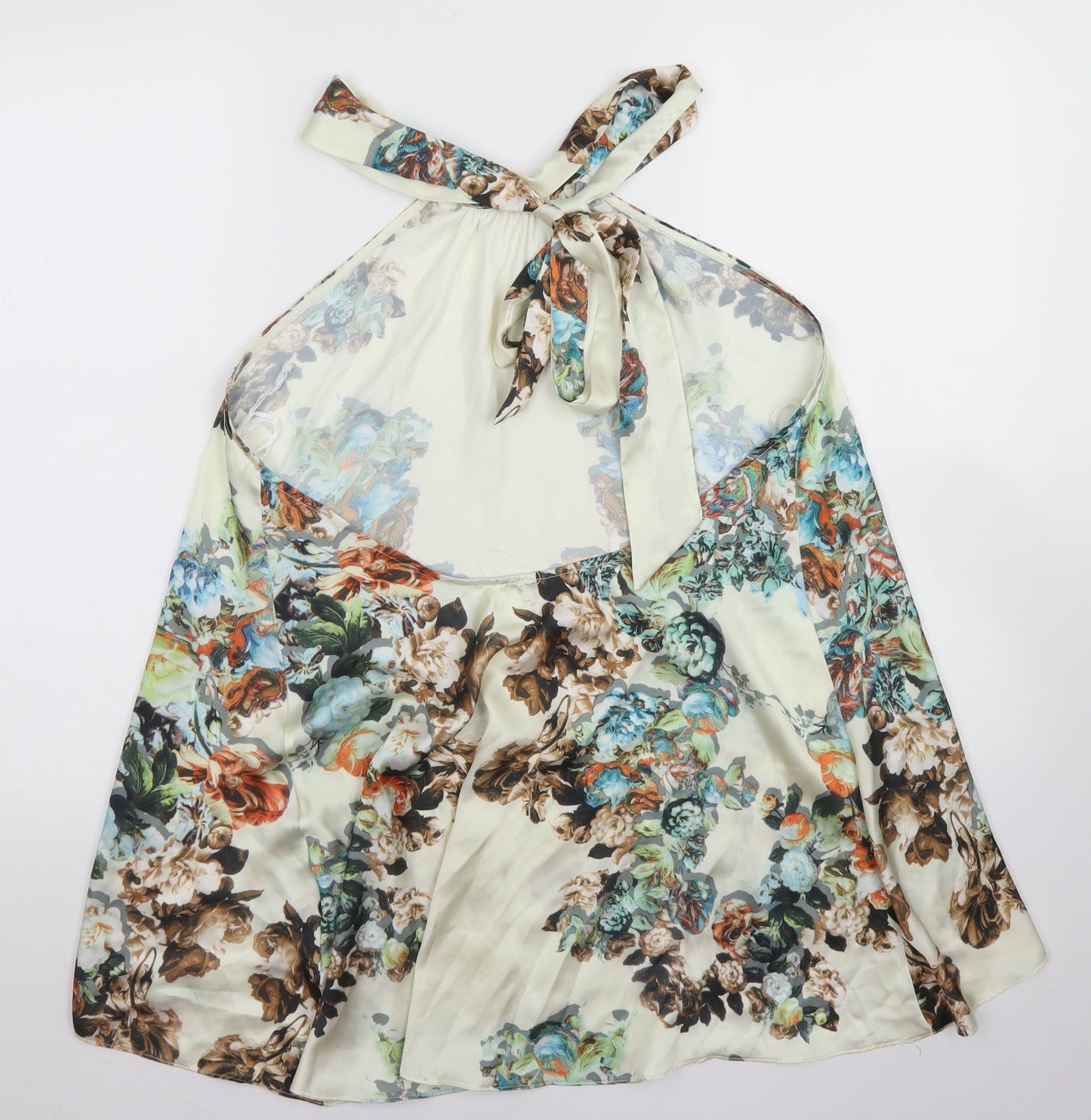 Layers Womens Ivory Floral Polyester Basic Blouse Size M Halter