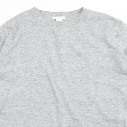 H&M Womens Grey Striped Cotton Basic Blouse Size XS Crew Neck