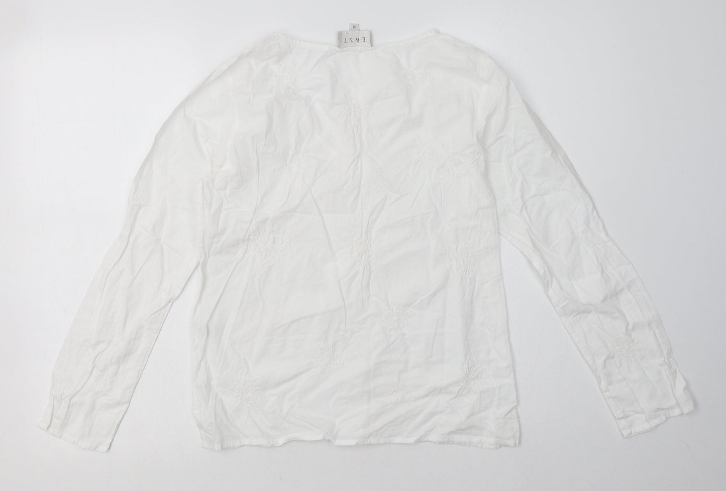 EAST Womens White Geometric Cotton Pullover Sweatshirt Size 10  Pullover