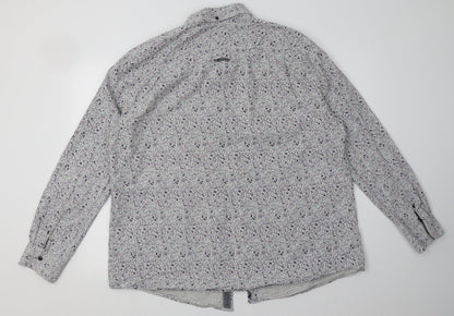 Preloved Debenhams Mens Grey Geometric Cotton  Button-Up Size XL Collared Button - Back