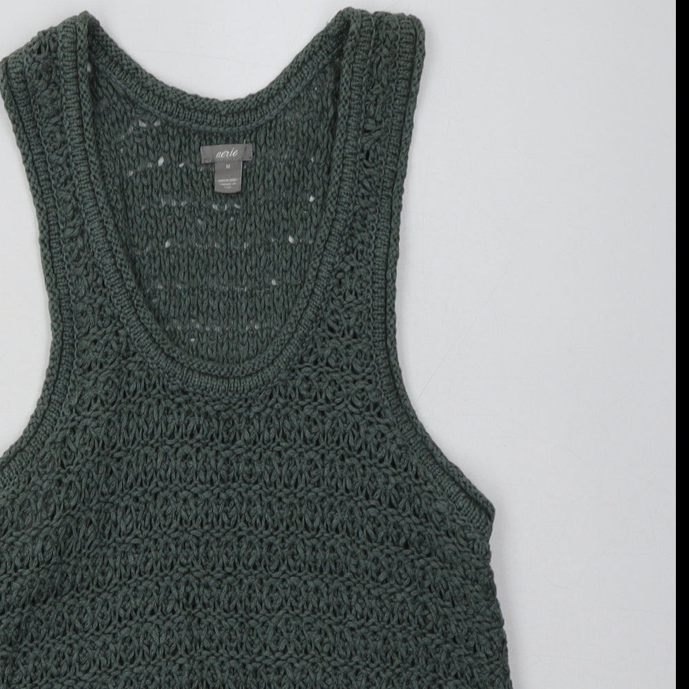 Aerie Womens Green  Acrylic Basic Tank Size M Scoop Neck