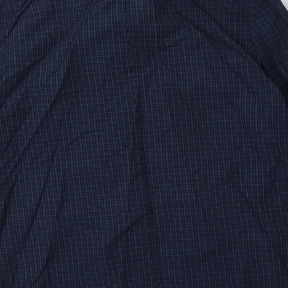 Debenhams Mens Blue Check Cotton  Button-Up Size M Collared Button